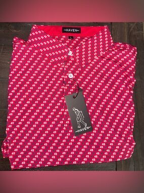 HAVEN RED WHITE AND BLUE GOLF POLO COMMANDER IN CHIEF LARGE